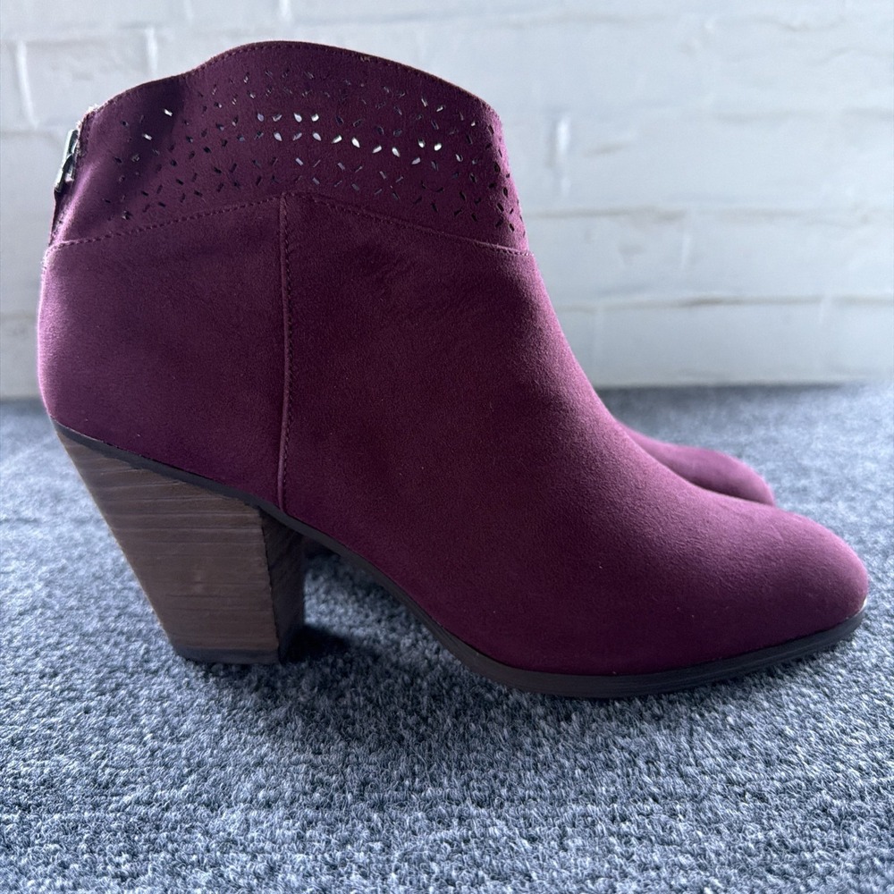 Violet & Red Womens Boots Jackson Booties Sz 8.5 Burgundy Red Heeled Ankle New - Picture 3 of 6